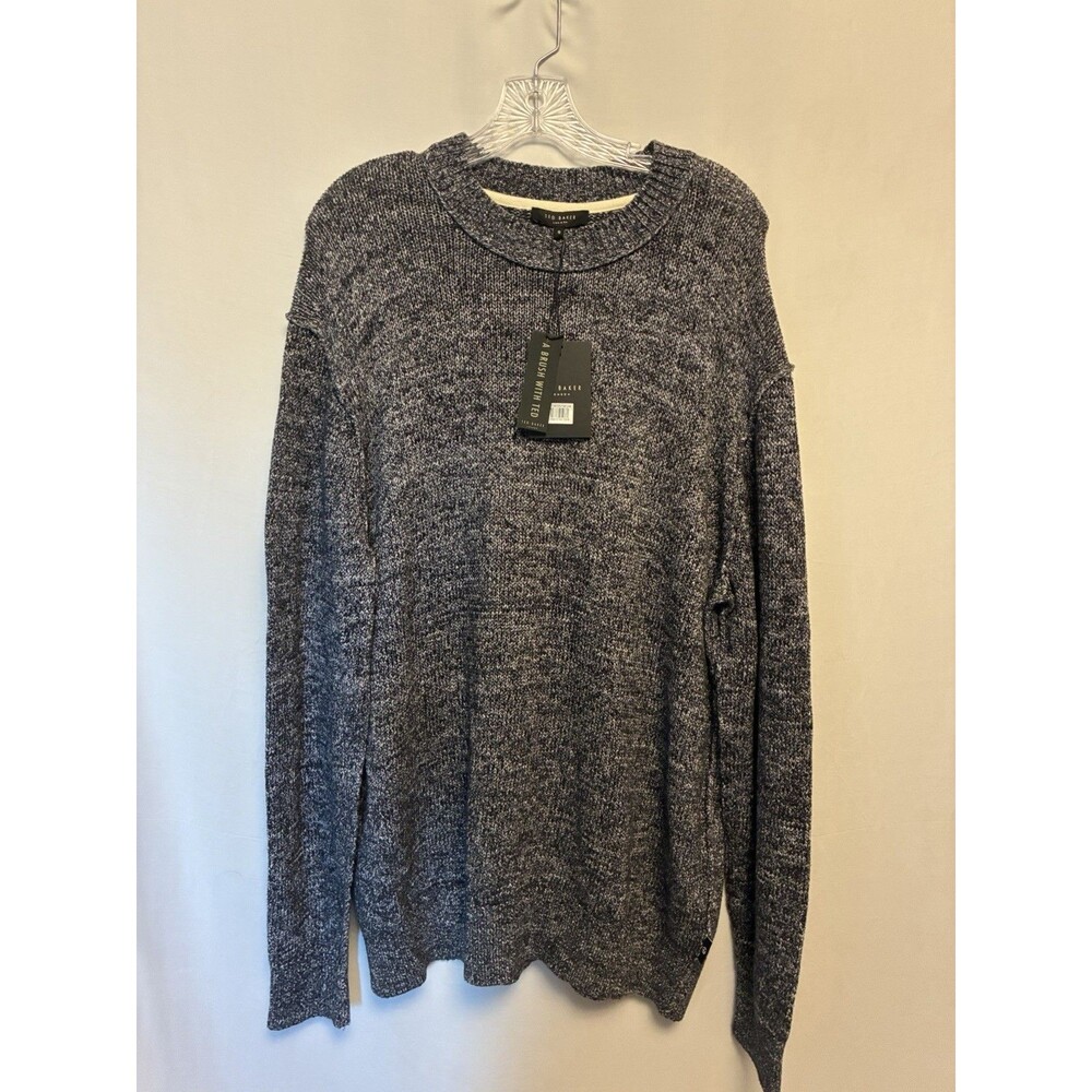 Ted Baker London Men’s  size 6 XXL 100% cotton  Sweater Marled black white NWT